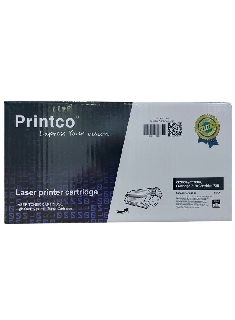 Printco Compatible HP Toner 05A/80A/719/720 Black Toner Cartridge | Works with HP LaserJet P2035, P2055 Series | CE505A/CF280A/Cartridge 719/Cartridge 720 Black Toner Cartridges Works with HP LaserJet Pro 400 M401 Series, HP LaserJet Pro 400 MFP M - Image 2